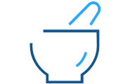 A line art illustration of an Express Scripts Canada Pharmacy mortar and pestle icon 