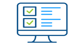 A blue line art illustration of a desktop monitor with an Express Scripts Canada provider statement 